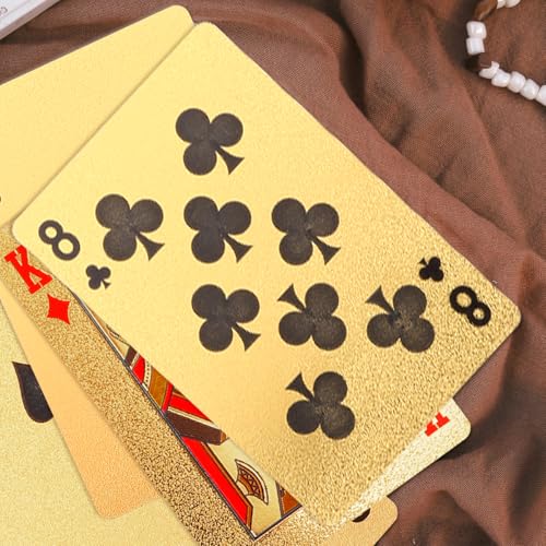 Wasserdichte Neuheit Gold Glinting Poker Karten - Ein Set Premium Gold Spielkarten für Spiele, Tricks und Partyzubehör – Bild 6