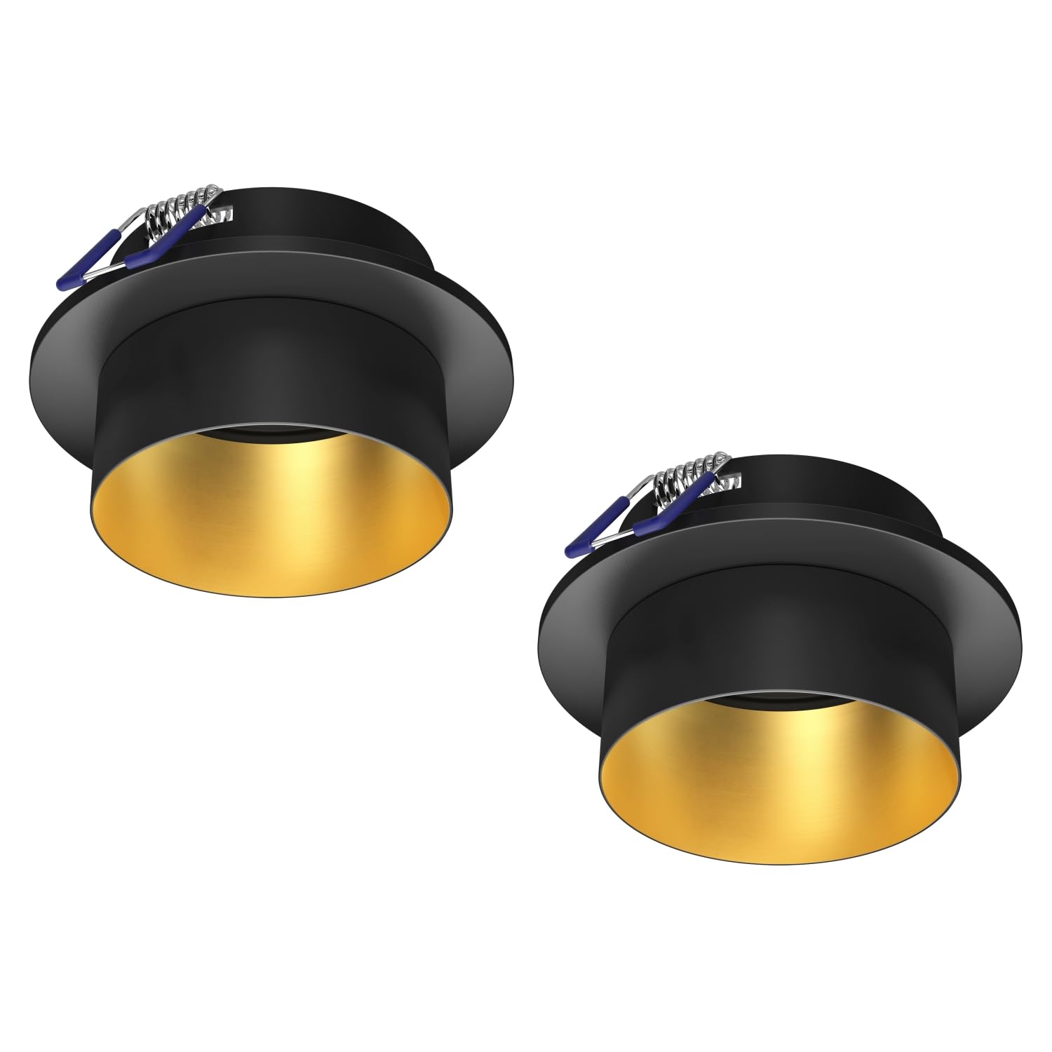 ledscom.de 2X KRON recessed Ceiling Frame, Round, Black/Gold matt