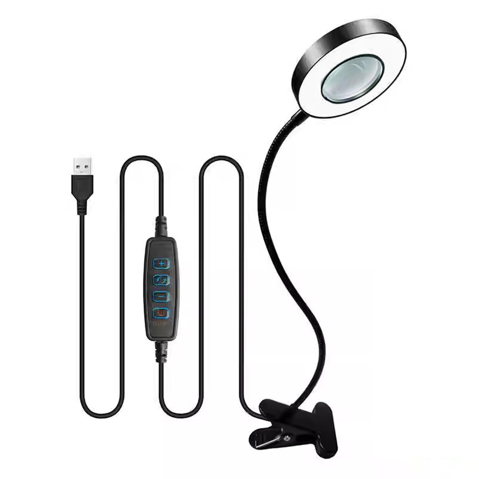 Clamps on Magnifiers Desk Light Illuminates Glass Lens 360 Adjustable Neck Magnifier Light for Hobbies Sewing Workbenches Adjustable Brightness Magnifiers