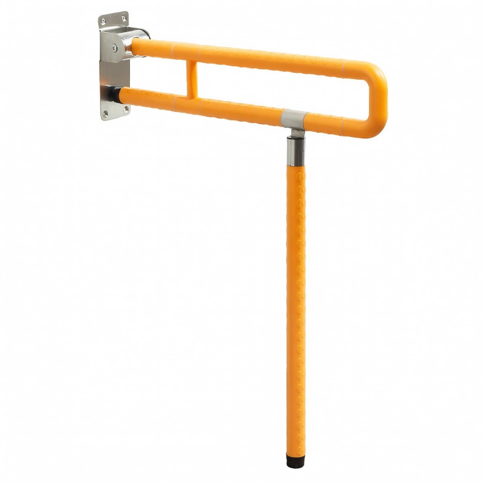 Maniglione Pieghevole Sicuro, Giallo, Giallo, 700mm - Con Gamba | Resistente Corrosione, Robusto, Barra di Sostegno per WC, Bagno, Anziani