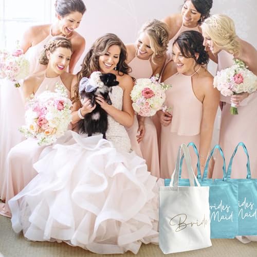 Image of LADY & HOME 6pcs Bachelorette Party Tote Bag, Bride Bridesmaid Cotton Tote Bag for Wedding Gifts