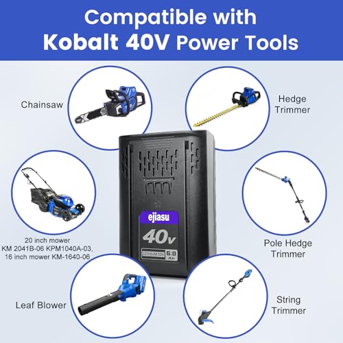 eJiasu Replacement for Kobalt 40V Battery: 6.0Ah Lithium ion Replace for 40 Volt Max Batteries KB-540-06 KB440-06‎ KB240-06 KB2540C-06 KB640-03 Cordless Power Tool Battery (Blue) by eJiasu - Used condition - Image 2