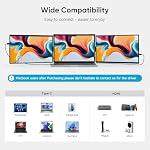 Dopesplay 14.1" Moniteur triple portable FHD 1920x1200 IPS -Deuxième affichage externe avec HDMI/Type-C/USB, 60Hz, prêt à brancher, convient 14"-17.3" Ordinateurs portables, Idéal pour le bureau à la maison, Voyage, étude