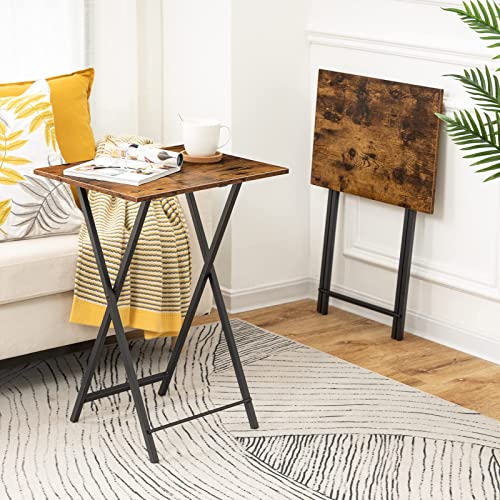 HOOBRO Beistelltisch, Klappbar Tablett Tisch, Sofatisch, TV Tray im Industriestil, Einfach Montierbar, Dunkelbraun und Schwarz EBF15BZ01 – Ansicht 2