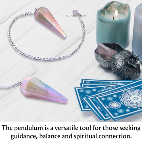 Image of Certified Angel Aura Rose Quartz Pendulum Dowsing Tool - Natural Crystal Pendulum for Spiritual Guidance - Premium Dowser Pendulum for Accurate Divination and Energy Healing - Perfect for Energy Healing and Chakra Balancing - Handcrafted with Precision and Elegance