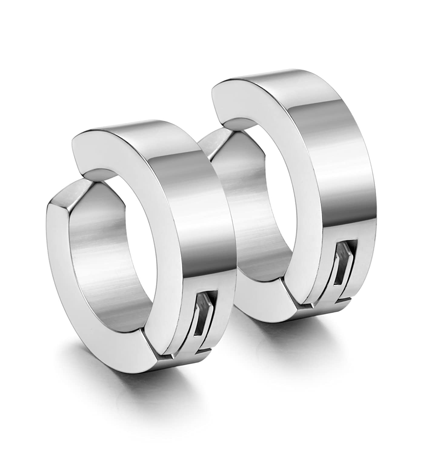 Stainless Steel Mens Womens Clip On Earrings Hoop Huggie Non-Piercing-image-42