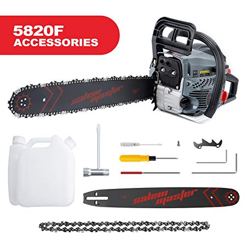 SALEM MASTER Chainsaw for Trees Gas Powered,5820F 58CC 2-Cycle GasChainsaw, 16-Inch Chainsaw, Handheld Cordless Petrol Gasoline Chain Saw for Farm, Garden and Ranch…
