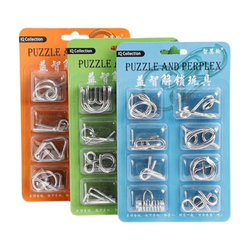 Image of Brain Teasers Metal Wire Puzzle Toys for Kids & Adults | IQ Puzzle Disentanglement Interlock Toys | Party Favors, Prizes & Gifts | Durable Mental Challenge Puzzle Game Set (8 in 1)