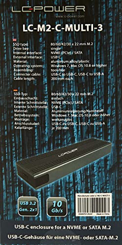 Caja externa LC-Power para SSD M.2 Anthracita miniatura 3