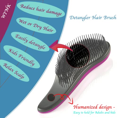 Wet Or Dry Hair Brush Detangler For All Hair Types, Wynk Detangling Hair Brush, No Pain Tangle Free Hair Brush For Adults And Kids, Comb & Hair Brush For Natural, Curly, Straight (2 Pack, Green&Black) #TOP3