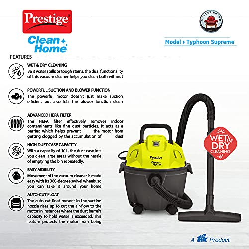 Prestige CleanHome Typhoon Supreme 1200 Watts Wet and Dry Vacuum