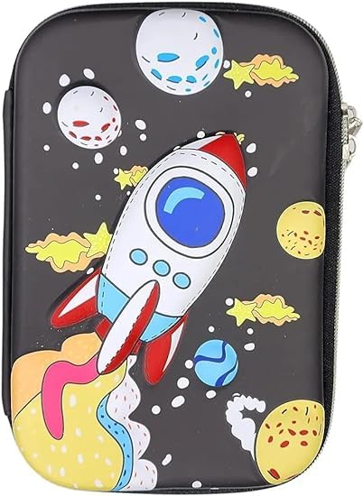 Khodiyar Enterprise Astronaut Rocket Design Pencil Case for Girls and Boys, Space Art Multipurpose Pencil Pouch for School Kids Space Art Pencil Box, Compass Box, Stationary Box (Black) (B0CY51JT5P) Amazon Price History, Amazon Price Tracker