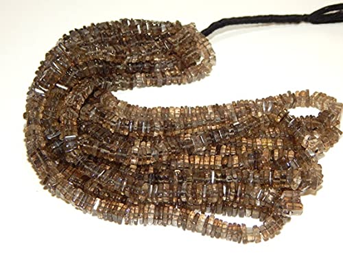 Smokey Quartz Heishi Beads 100% naturel, fil de gemmes carrées lisses de 16 pouces