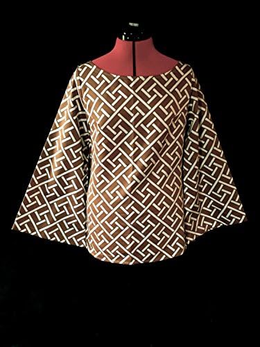 Extreme Mini Dress with Long Wide Sleeves/Mini Dress/Brown Dress/OOAK Dress/Modern Dress/Retro Dress/Pattern Dress