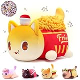 KOWSI® 61-PCS - 11-inches French Fry Cat Plush + 60-Sticker - Meemaows Cute Food Cat Plush Collection - 100% Polyester Plushie Pillow Embroidered - Soft Stuffed Animal Collectible (French Fry Cat)