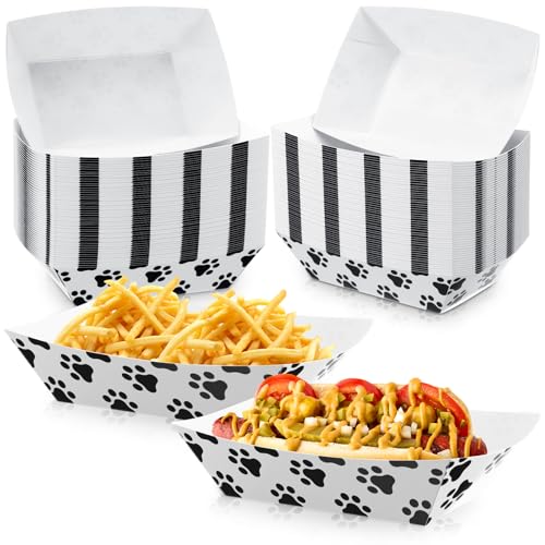 Baderke 50 ciotole usa e getta per cani e gatti, vassoi di carta per alimenti secchi e umidi, ciotole per cani di piccola taglia con motivo carino, piatti per l'alimentazione degli animali domestici