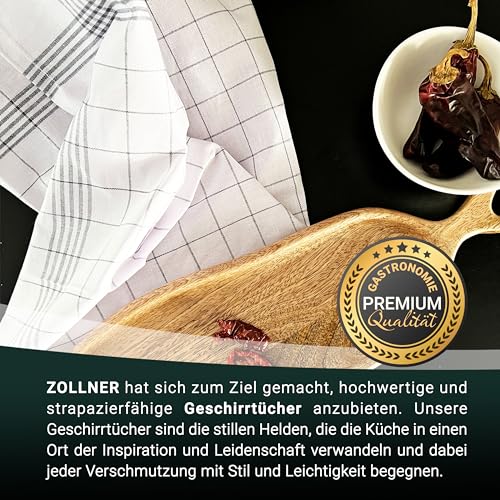 Foto von ZOLLNER 12er Set Geschirrtücher Halbleinen in 50x70 cm - super saugstarke und fusselfreie Küchentücher – waschbar bis 95°C – in grau weiß kariert - Gastronomiequalität - Oeko Tex® Zertifiziert