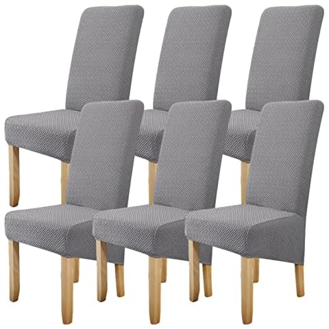 Dining Chair Covers X-Large Chair Covers with Elastic Bottom | Form Fitted NonSlip Stretch Chair Covers for Dining Chairs 6PCs Wedding Banquet Decoration Chair Seat Cushion Protector Slipcovers Cover