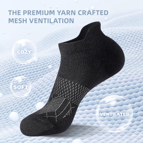 Image of FITRELL 5-6 Pairs Ankle Running Socks for Women Athletic Cushioned Low Cut Tab Sports Socks