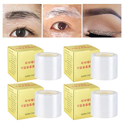 Ownest 4 PCS Disposable Eyebrow Tattoo Plastic Wrap Preservative Film, Professional Eyebrow Lips Permanent Make Up Supplies Wrap Cover Tape Roll