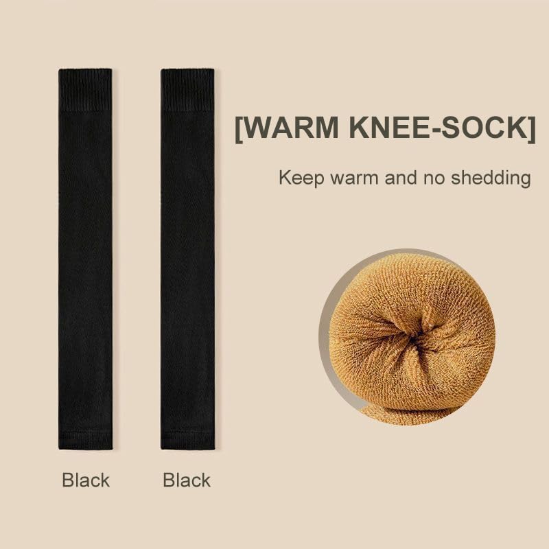 1 Pcs Cozy Fleece-Lined Over-the-Knee Socks For Women, Warm, Thickened Leggings With Knee Protection, Solid Color, Perfect For Winter And Cold Weather3