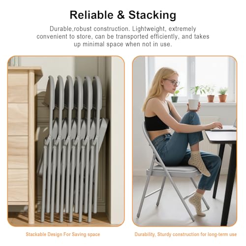 Image of 24 Pack Gray Folding Chairs with Padded Cushion and Metal Frame