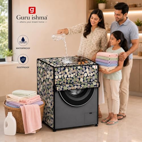 Image of Front Load Fully Automatic Washing Machine Cover for 8.5kg to 10kg | Waterproof & Dustproof Polyester Cover with Zip Closure | Suitable with Samsung, IFB, LG, Bosch & More (67 x 67 x 87 cm)