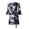SVALIY Women Off Shoulder Ruffles Floral Tunic Casual Party Shift Short Dress (M, Navy)