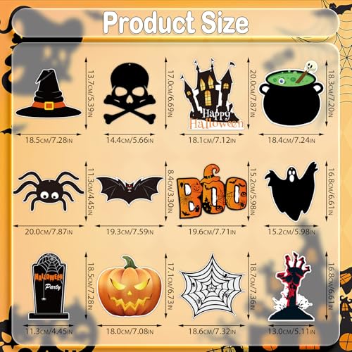 Image of PartyGarden Halloween Hanging Swirl Decorations - 36 Pcs Hanging Spooky Ceiling Decor with Ghost, Pumpkin, Skull for Home, Office, Party