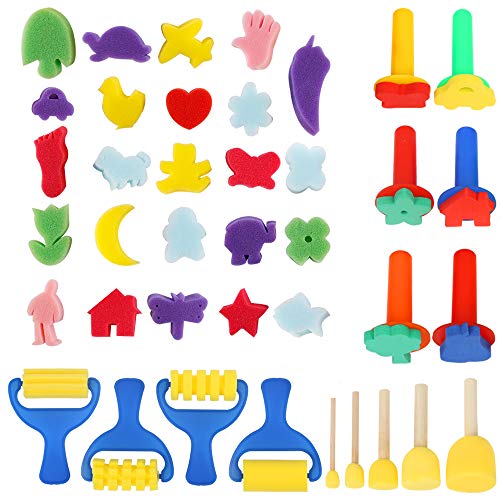 39pcs Painting Kits for Kids, YGDZ Early Learning Kids Paint Set Sponge Painting