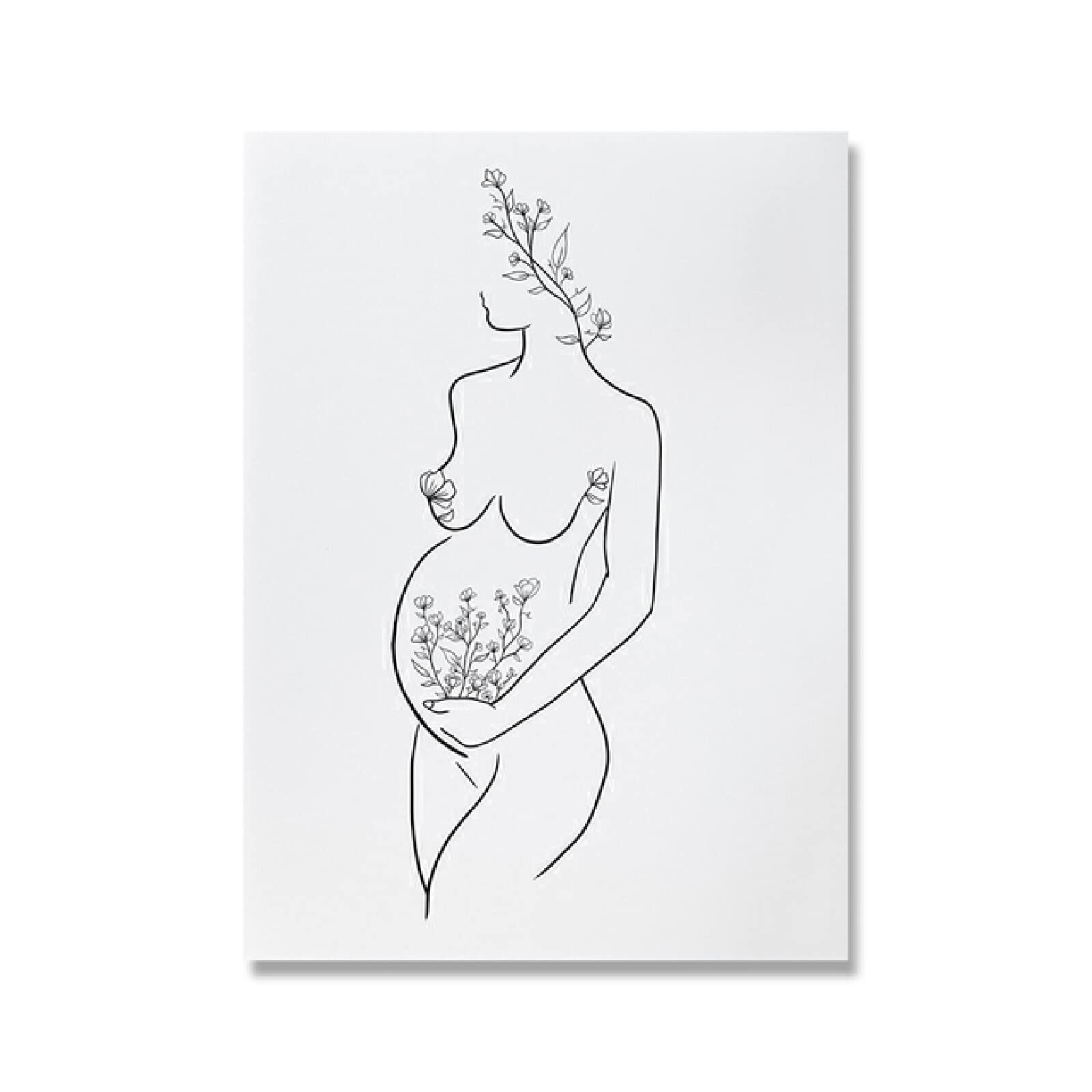 Amazon｜母 そして 赤ちゃん アートパネル 線 デッサン 抽象 ミニマ