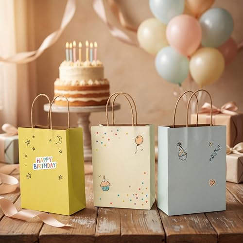Image of BLEWINDZ 32 Pcs Small Gift Bags with 32 Tissues, 8 Colors Paper Goodie Bags with Handles for Birthday, Wedding, Baby Shower, Party Favors, Gift Wrapping and Party Supplies