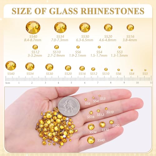 Image of 3000PCS SS20 /5mm Crystal Glass Rhinestones for Bedazzling (Topaz) | Flatback Rhinestones for Crafting DIY Nail Art Makeup Decoration, Gems Diomand Charms for Tumbler Shoes Clothing Mug