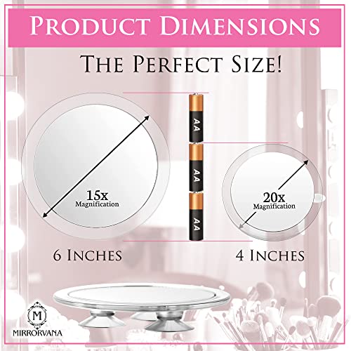 20X & 15X Vergrootspiegel Spiegel Make Up Mirror Combo Set met 3 Stick On Zuignappen voor make-up en pincet Wenkbrauwen… - Image 5