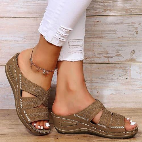 Orthopedic Wedge Sandals for Women Summer Dressy 2025,Casual Open Toe Platform Sandals with Arch Support Slippers Comfortable Slip on Wedge Sandal Flip Flops Outdoor Comfortable Beach Dress Shoes3