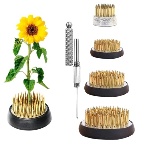 4 Piezas Bases de Arreglo Floral, 4 Tamaños Rana de Flores, Ikebana Kenzan, Flores Herramienta de Fija, con 2 en 1 Enderezador de agujas, Para Arreglos De Flores Arreglos De Flores