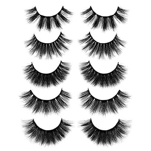 Mink Lashes 20mm Faux Natural 3D Wispy Fake Eyelashes 18mm-20mm Cat Eye Lashes Fluffy Crossed False Eyelashes Pack Soft Eyelashes Multipack