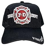 Black Duck Brand Embroidered Fire Department Baseball Hat/Cap (Black) One Size