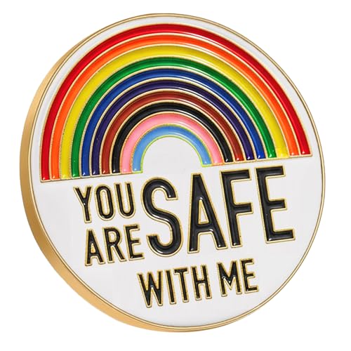 Aqltidiz LGBT Rainbow Enamel Lapel Pin - YOU ARE SAFE WITH ME -Stunningly Attractive Pin for Fashion Decoration