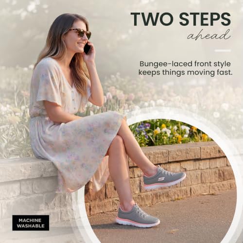 Skechers womens Summits Sneaker, Grey/Pink, 8 Wide US - image 4