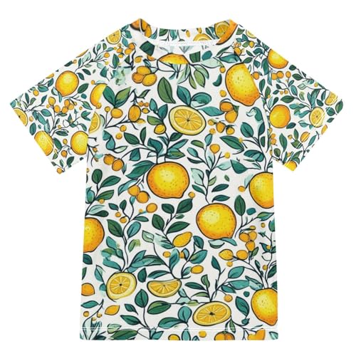 Kids Swimsuit Lemon Leaf Fruit Sunscreen T-Shirts Swimwear Sets UPF 50+
