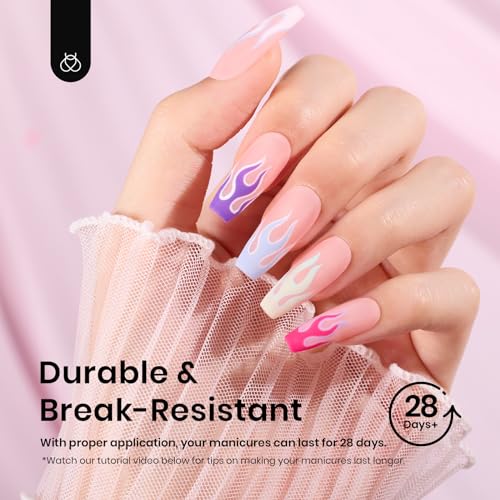 Beetles Gel Polish Beetles Gel Nail Tips Medium Coffin Etch X Nail Tips, 12 Sizes 288Pcs Pre Shaped Half Matte Gel Nail Tips Gelly Tips Full Cover False Nails For Fall Nails Easy Nail Extension Acrylic Fake Nails thumb #5