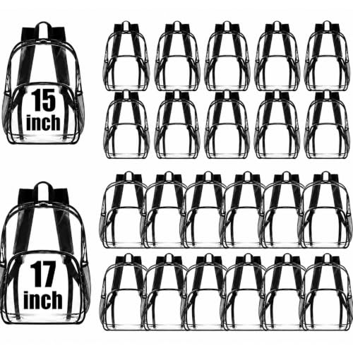Image of Amylove 24 Pcs Clear Backpack bulk for Stadium Events Heavy Duty PVC Transparent Bookbag for College Workplace Security (15 Inches+17 Inches,Black)