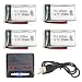 Cheerwing 3.7V 550mAh Lipo Battery (4PCS) with 4 in 1 Battery Charger for Syma X5SW X5 X5C X5C-1 RC Quadcopter Drone Parts
