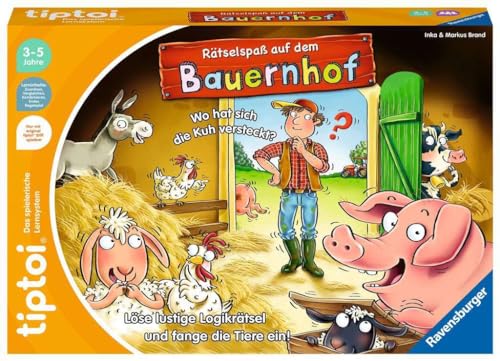 Ravensburger Jeu Tiptoi 00125 Puzzle Fun on The Farm - Jeu éducatif dès 3 Ans, Jeu de logique éducatif pour garçons et Filles, pour 1 à 4 Joueurs