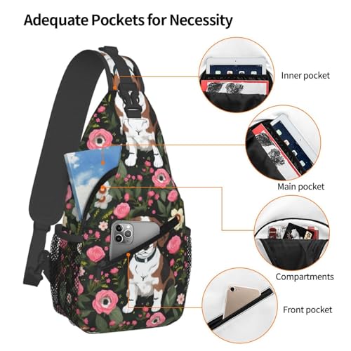 Morrales Crossbody con Estampado de Perro y Flores miniatura 4