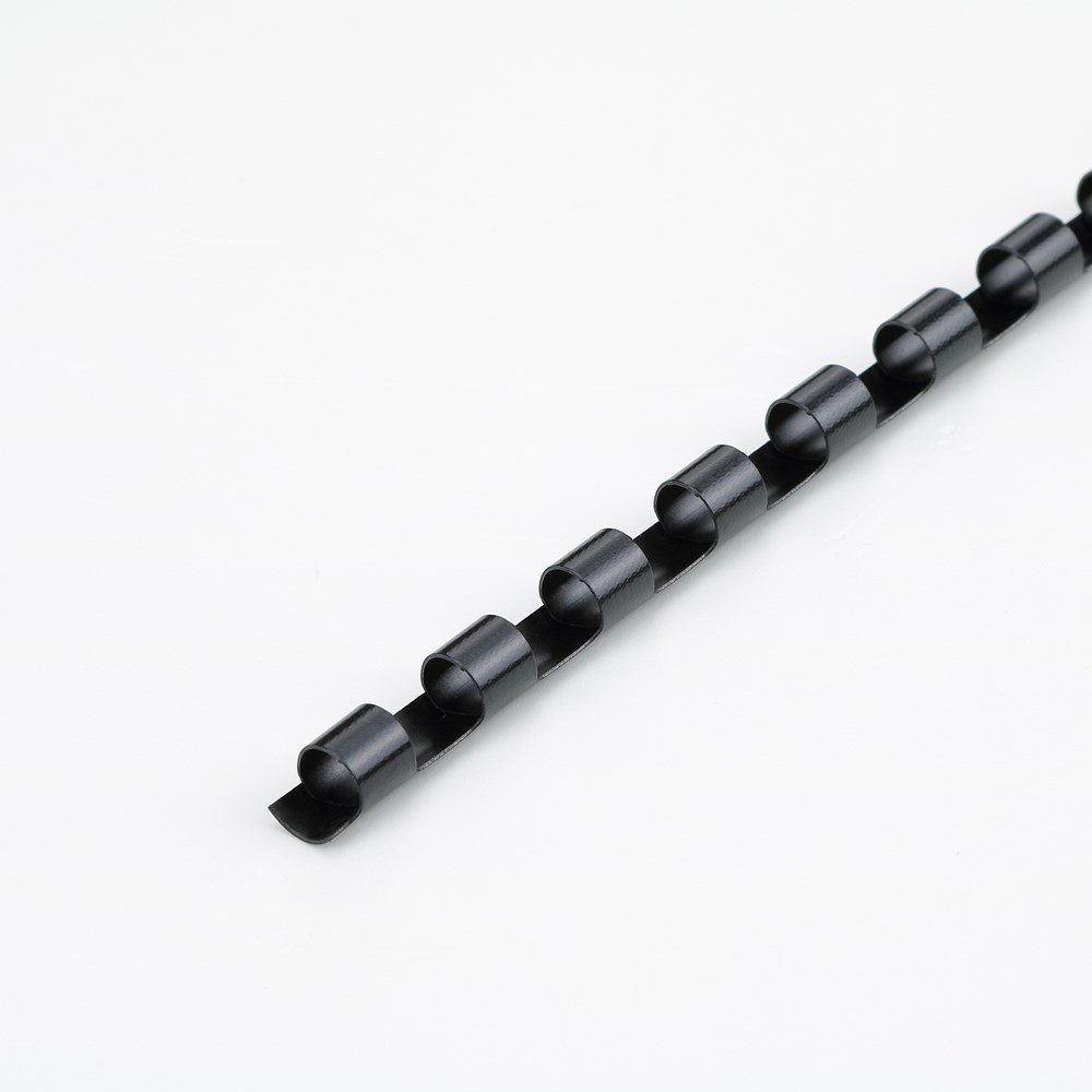 r&b Plastikbinderücken DIN A4, schwarz, 100 Stück, 21 Ringe, Binderücken, Premium (8 mm / 45 Blatt)