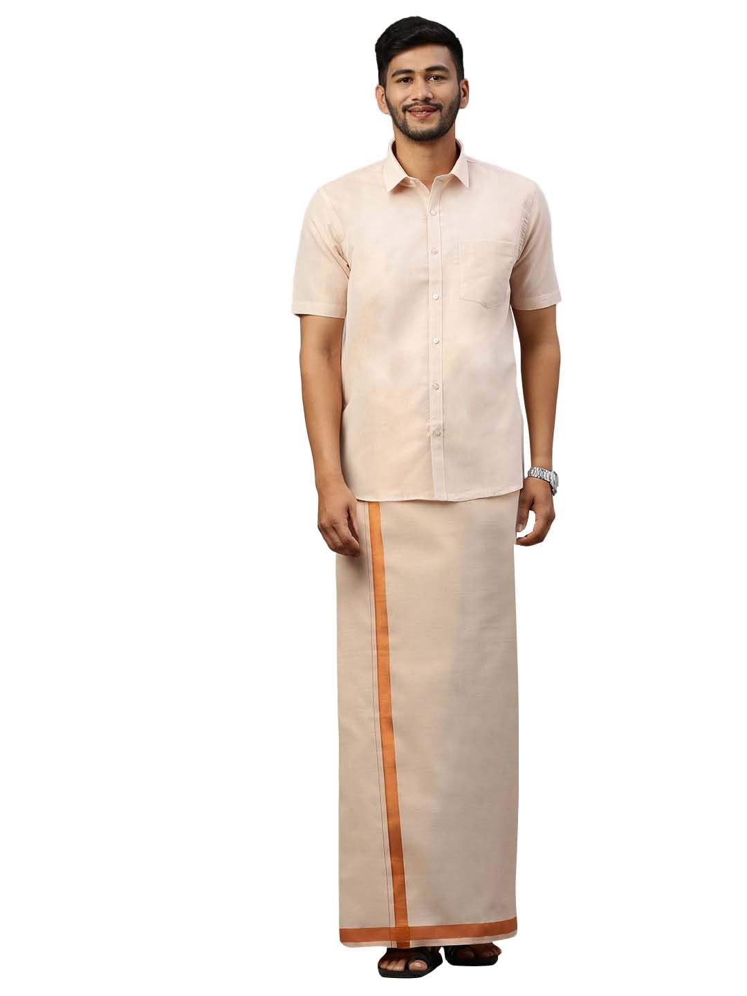 Men Tissue Shirt And Dhoti Set|Ideal For Festival And Wedding Occassion-image-46
