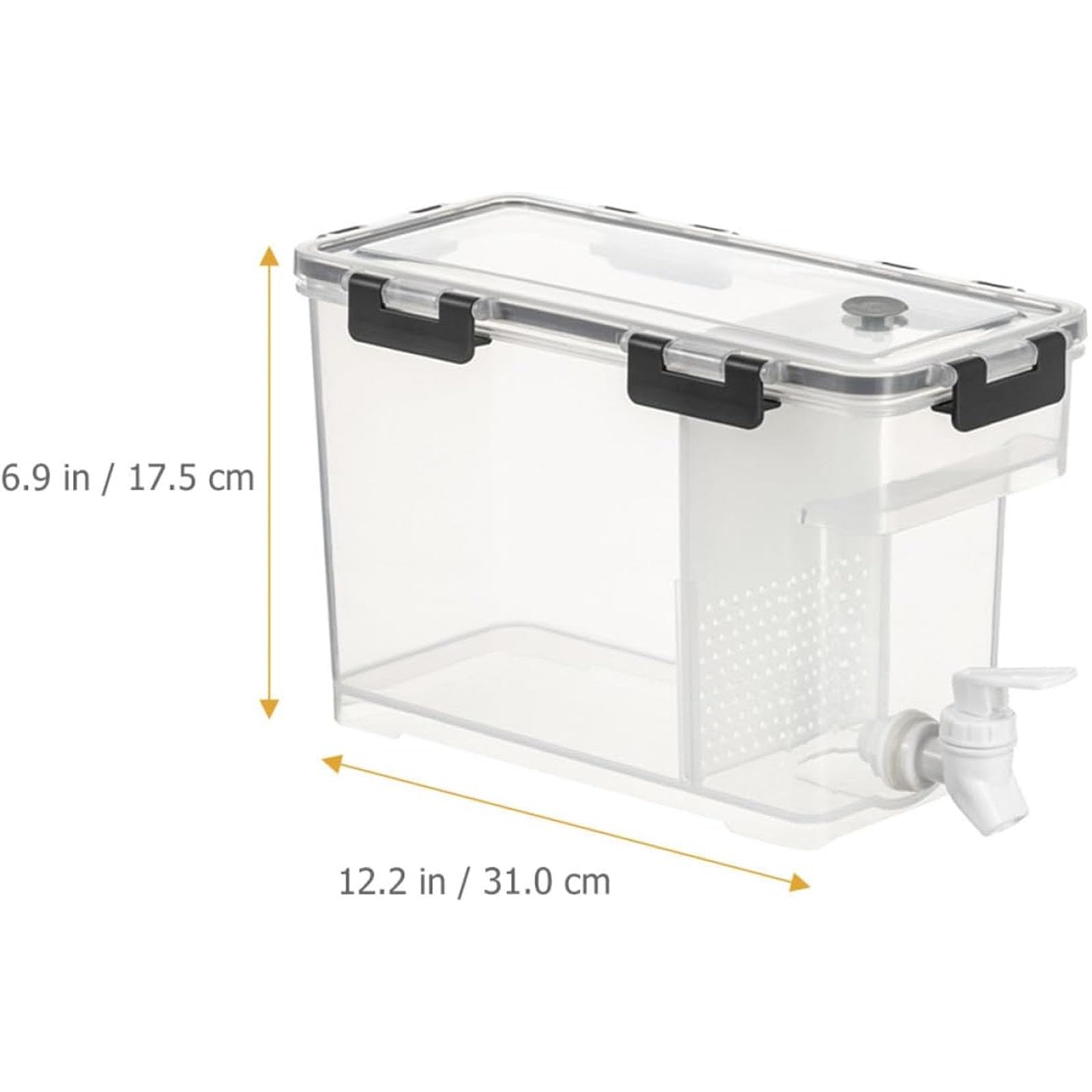 Duży plastikowy pojemnik na napoje, 3,5 l, dozownik napojów na imprezy, sok/mrożona herbata/napój gazowany z filtrem i przegrodą, do dozownika soku/herbaty / napojów gazowanych przezroczysta lemoniada