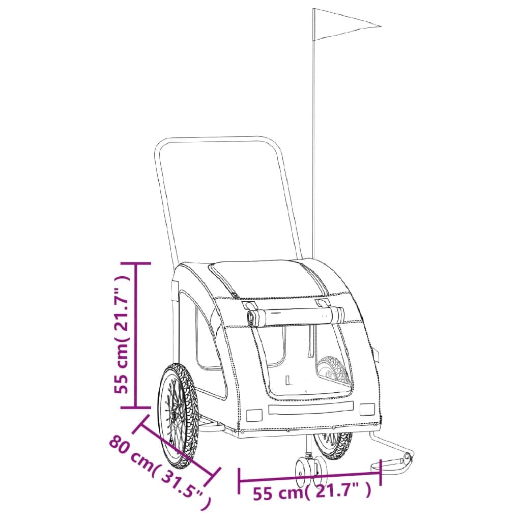 Fahrradanhänger Hundebuggy Gelb Oxford-Gewebe Eisen Rahmen mit PVC Dach, 137 x 68 x 72 cm, 45 kg, für Fahrrad und Tiertransport